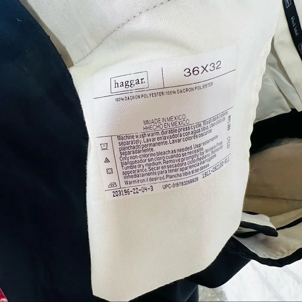 Haggar Black Label Black Pants Classic American Fit Plain Front NWT!